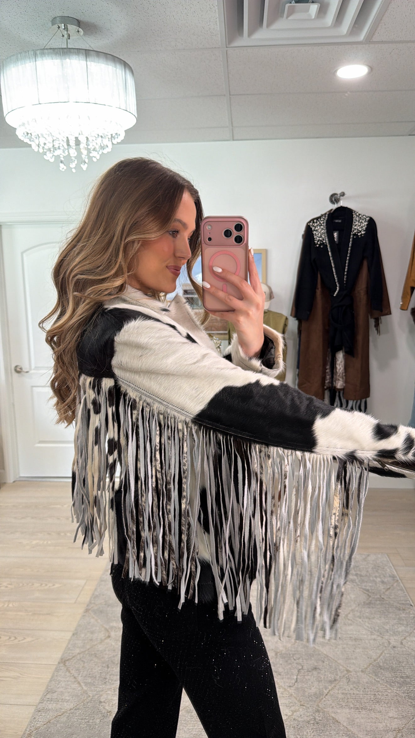 NEW!! Cowhide Jacket with Fringe #2 - Size Small