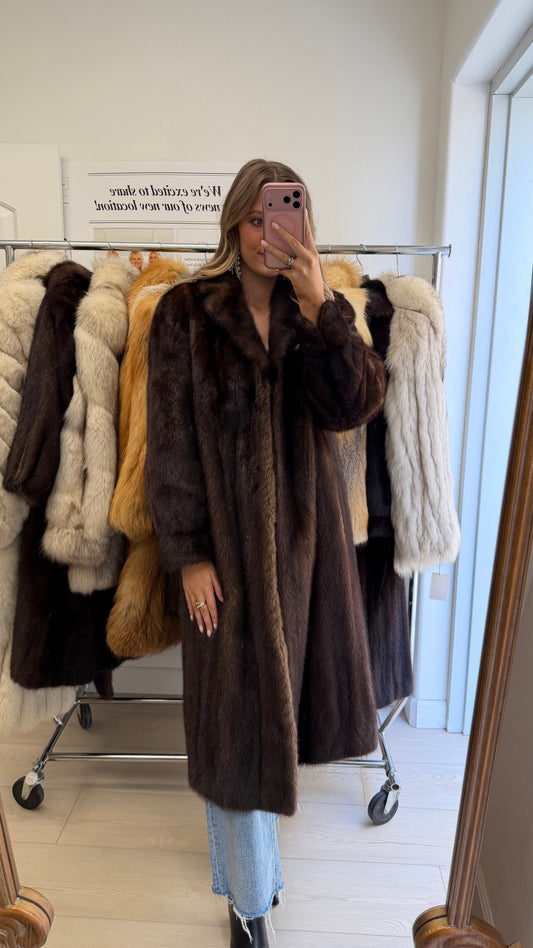 #23 Vintage Mahogany Mink Coat Size Medium
