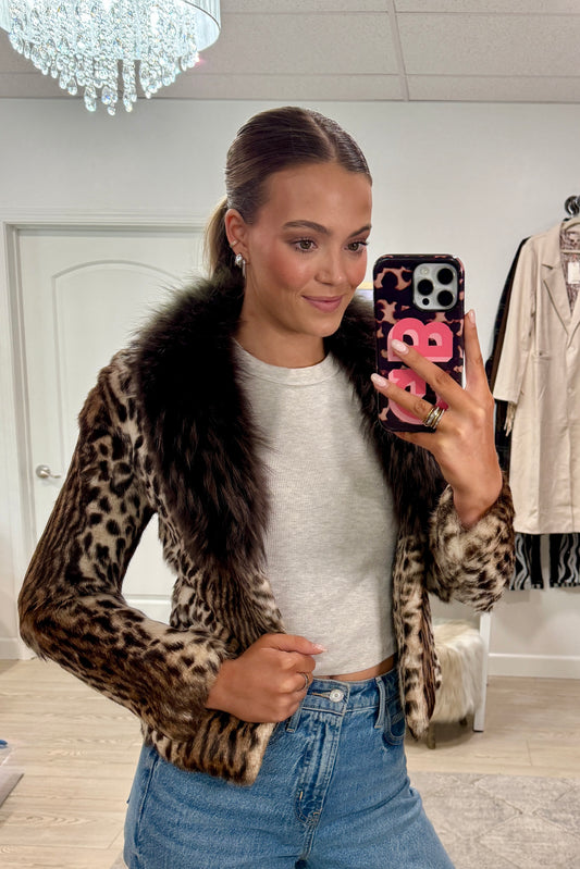 #45 Vintage Cropped Rabbit & Fox Fur Jacket