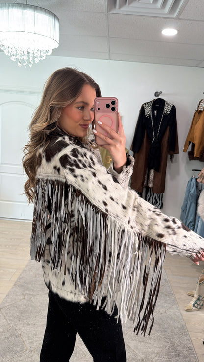 NEW!! Cowhide Jacket with Fringe #1 - Size Large