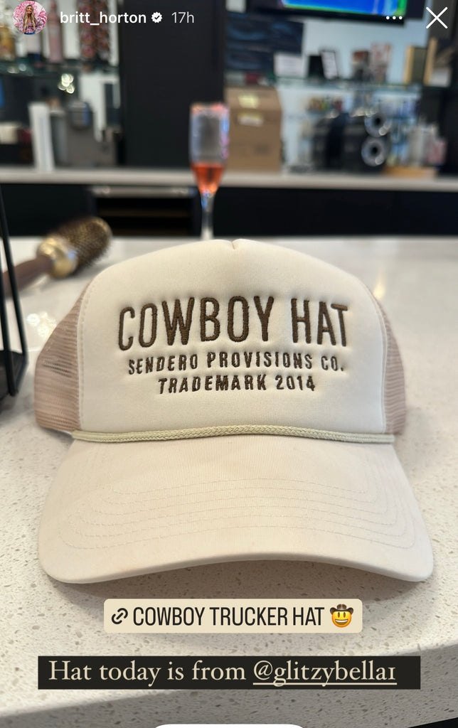 AS SEEN ON BRITT HORTON & ASHLEE NICHOLS!! Cowboy Trucker Hat in Cream