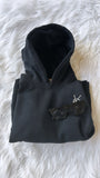 NEW!! Icon Embroidered Vintage Oversized Crop Hoodie Sweatshirt in Black