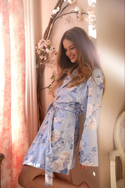 Indie Cotton Bath Robe - Whisper Blue