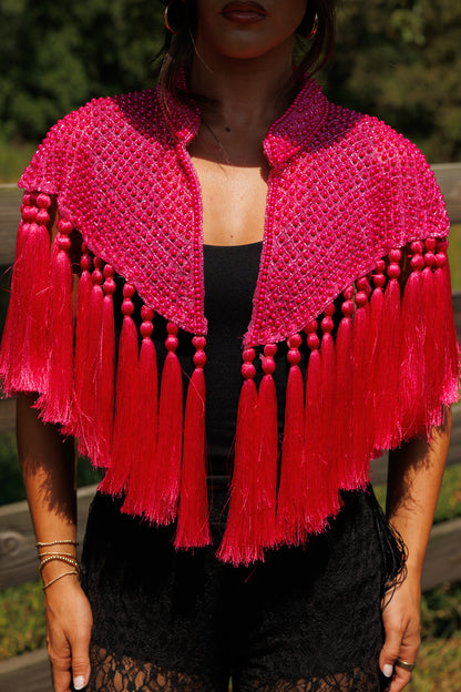 Hot Pink Fringe Tassel Cape