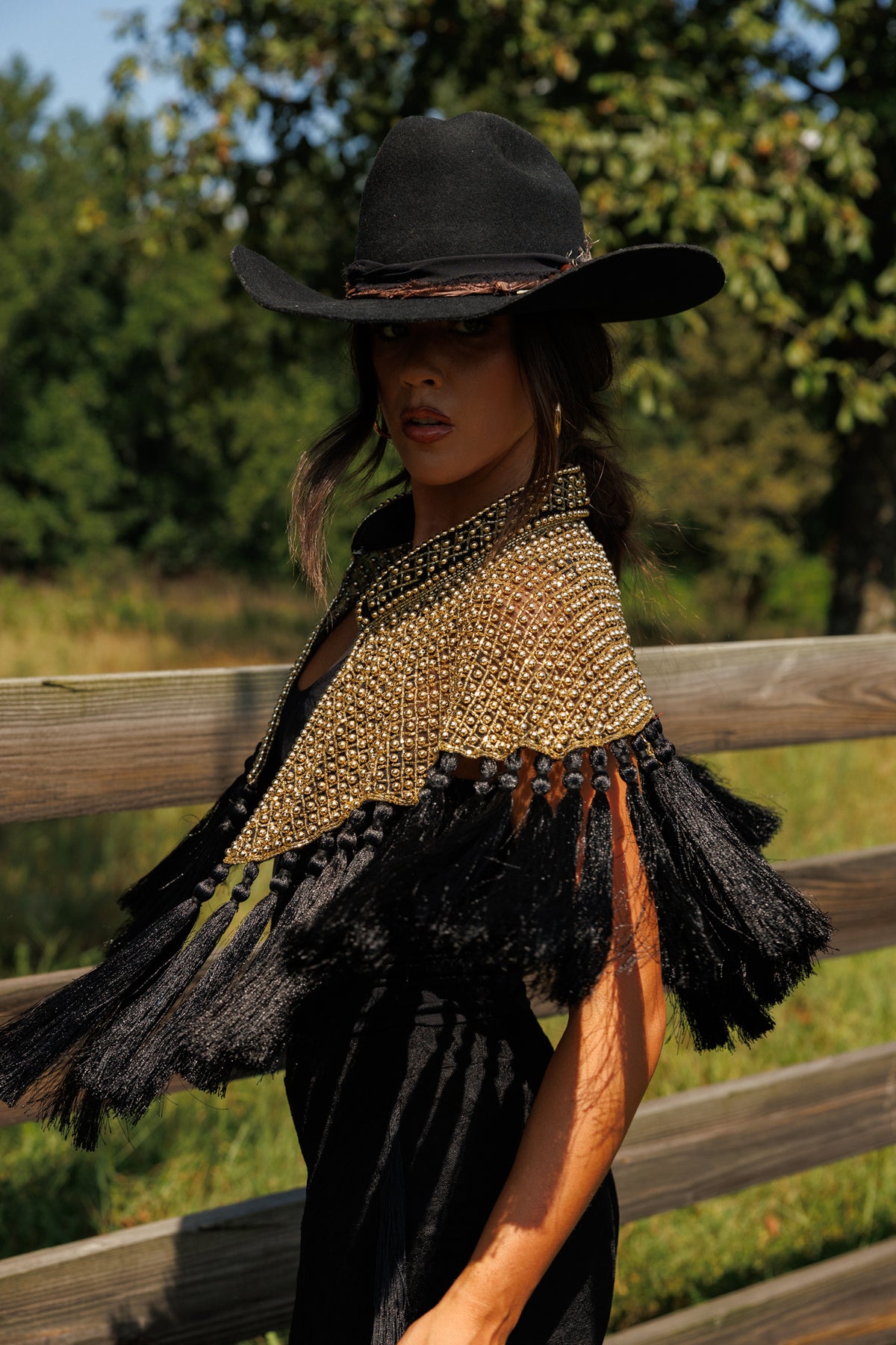 Two Tone Fringe Tassel Cape