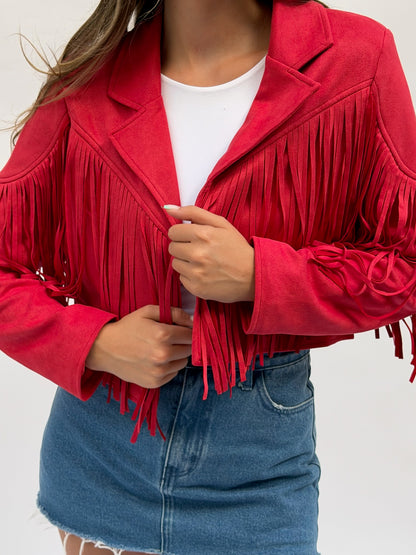 The Range Cropped Jacket in Red