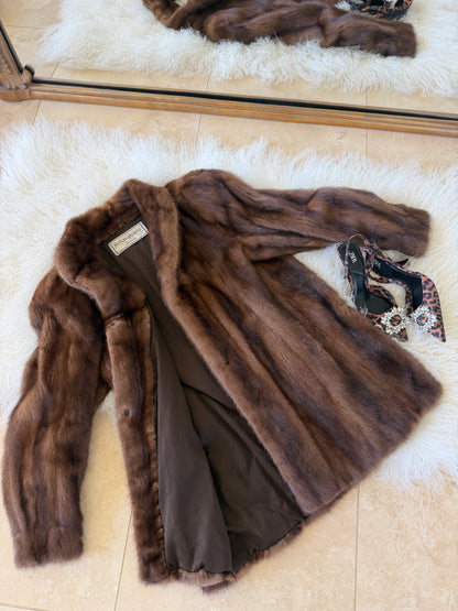 #10 Vintage Yves Saint Laurent Mahogany Mink Jacket, Size Small/Medium