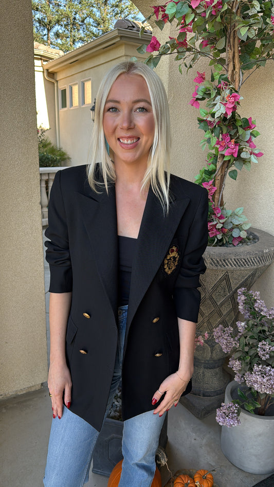 NEW!! Vintage Ralph Lauren Black Crest Blazer Size 8