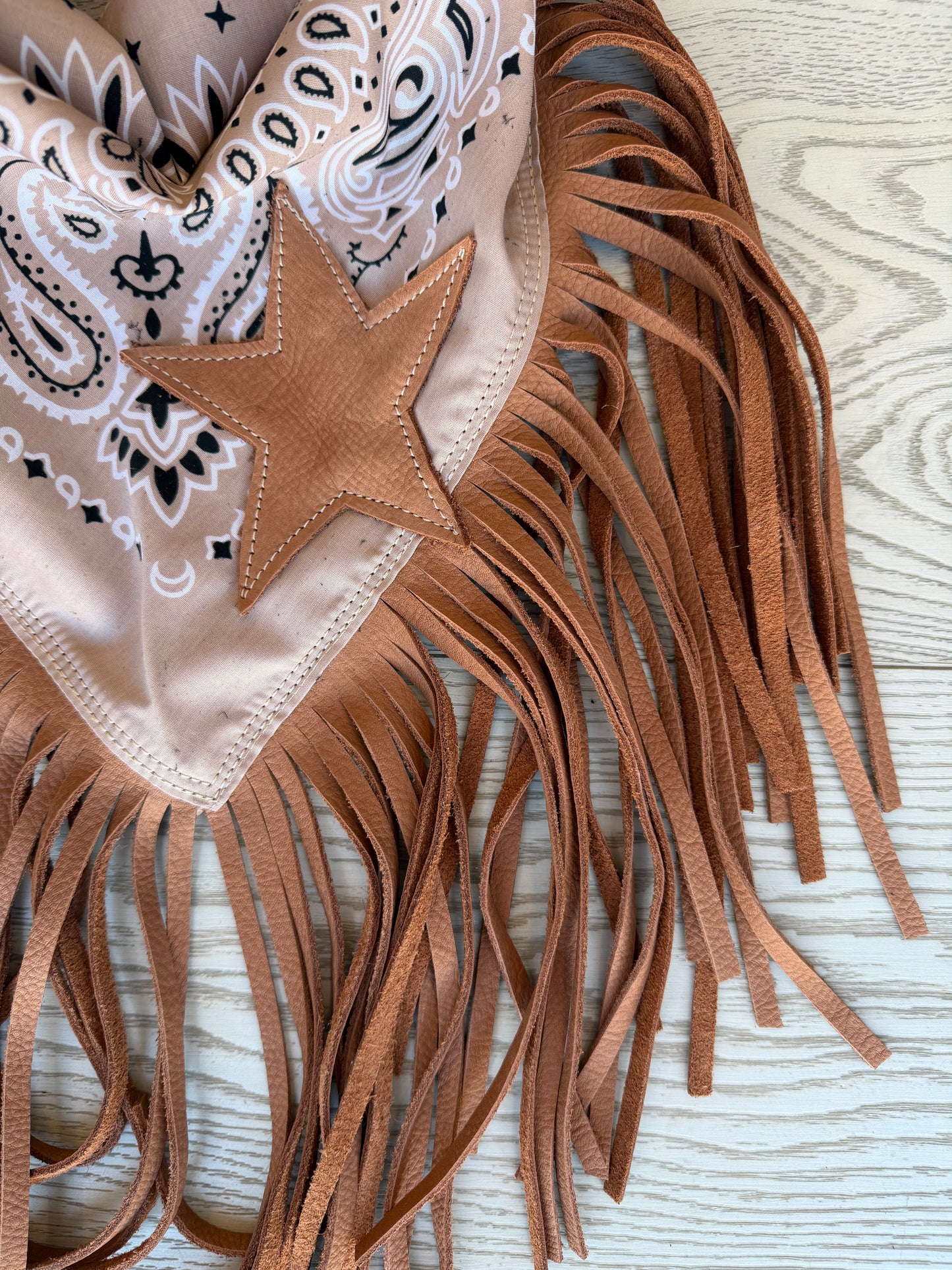 Leather Fringe & Star Bandana in 2 Colors