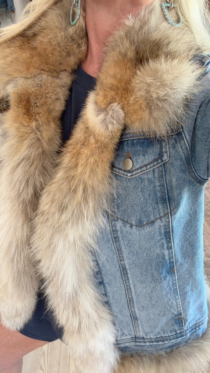 LIMITED EDITION! Denim Jacket w/ Vintage Coyote Trim