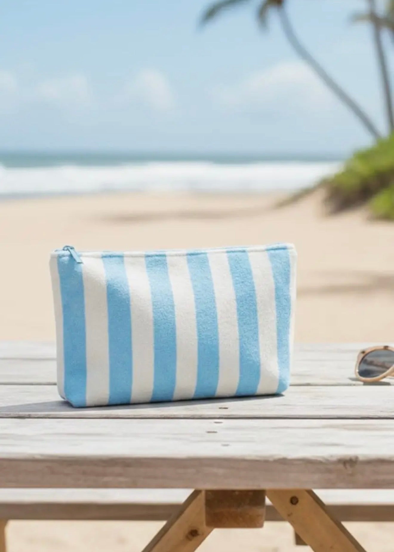 "Cabana Club" Striped Terry Pouch