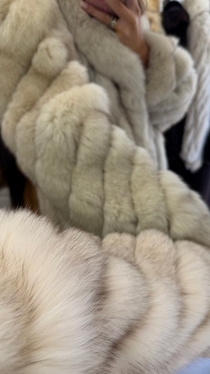 #24 Vintage Blue Fox Coat Size M/L