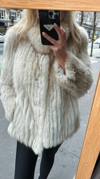 Paris Vintage Cream Fox Fur Coat #24 - Size Small