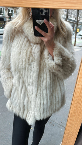 Paris Vintage Cream Fox Fur Coat #24 - Size Small