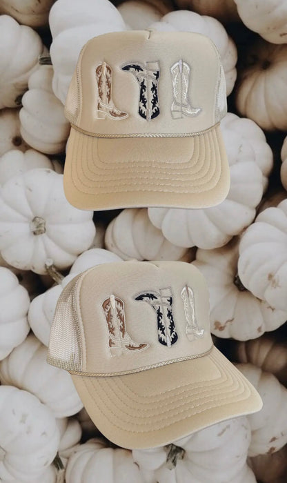NEW!! Embroidered Cowboy Boot Hat in 3 Colors