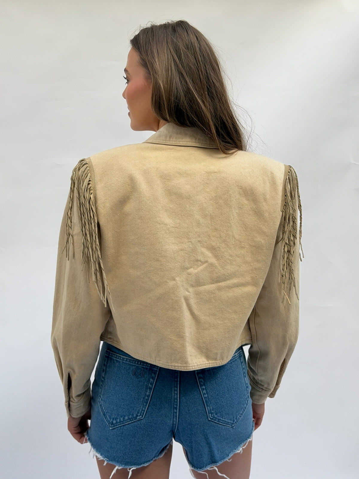 Vintage Double D Fringe Denim Jacket Size Medium