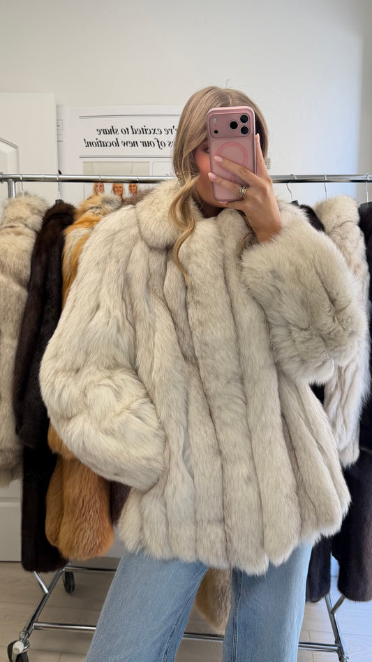 #25 Vintage Blue Fox Jacket Size Medium