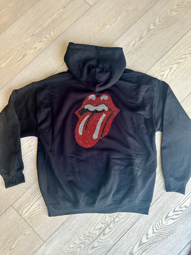 PREORDER!! Crystal Drawstring Sweatshirt w/ Rhinestone Lips in 2 Colors!