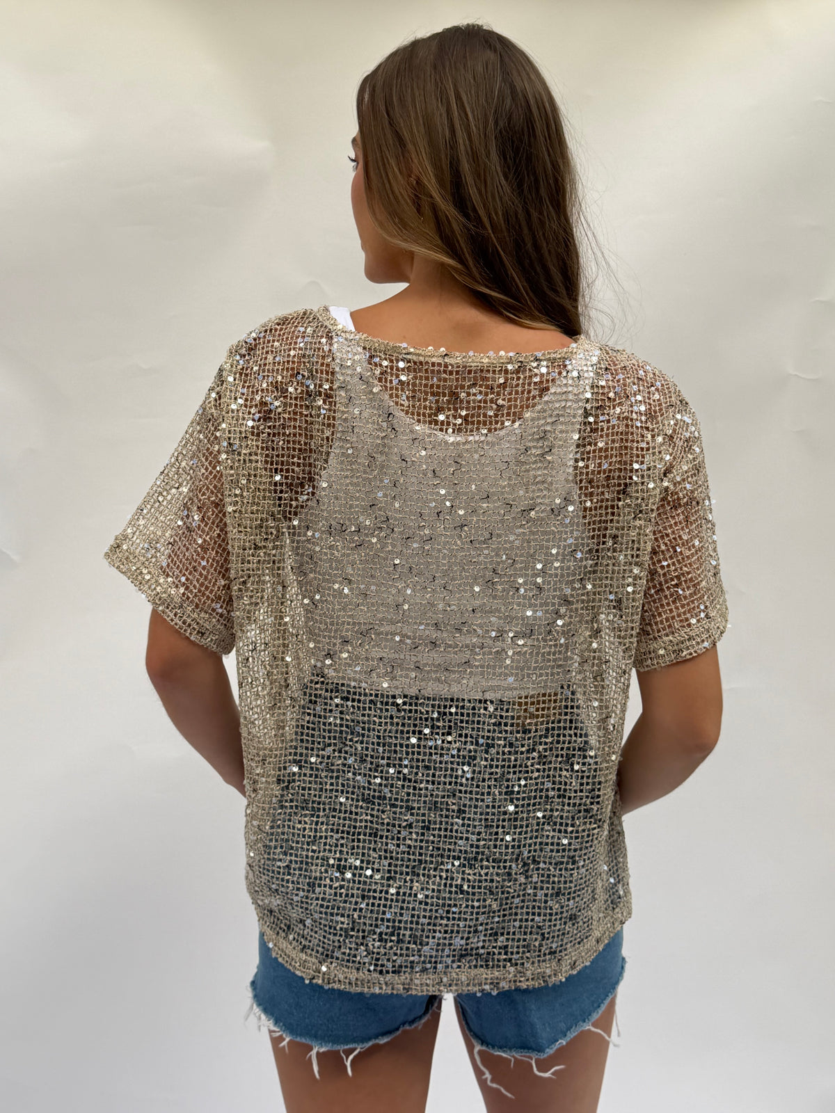 Sequin Oversized Mesh Top in 4 Colors