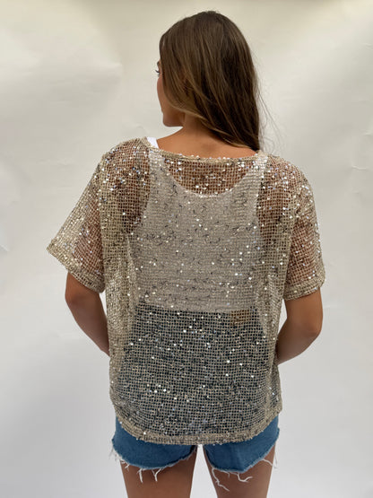 Sequin Oversized Mesh Top in 4 Colors