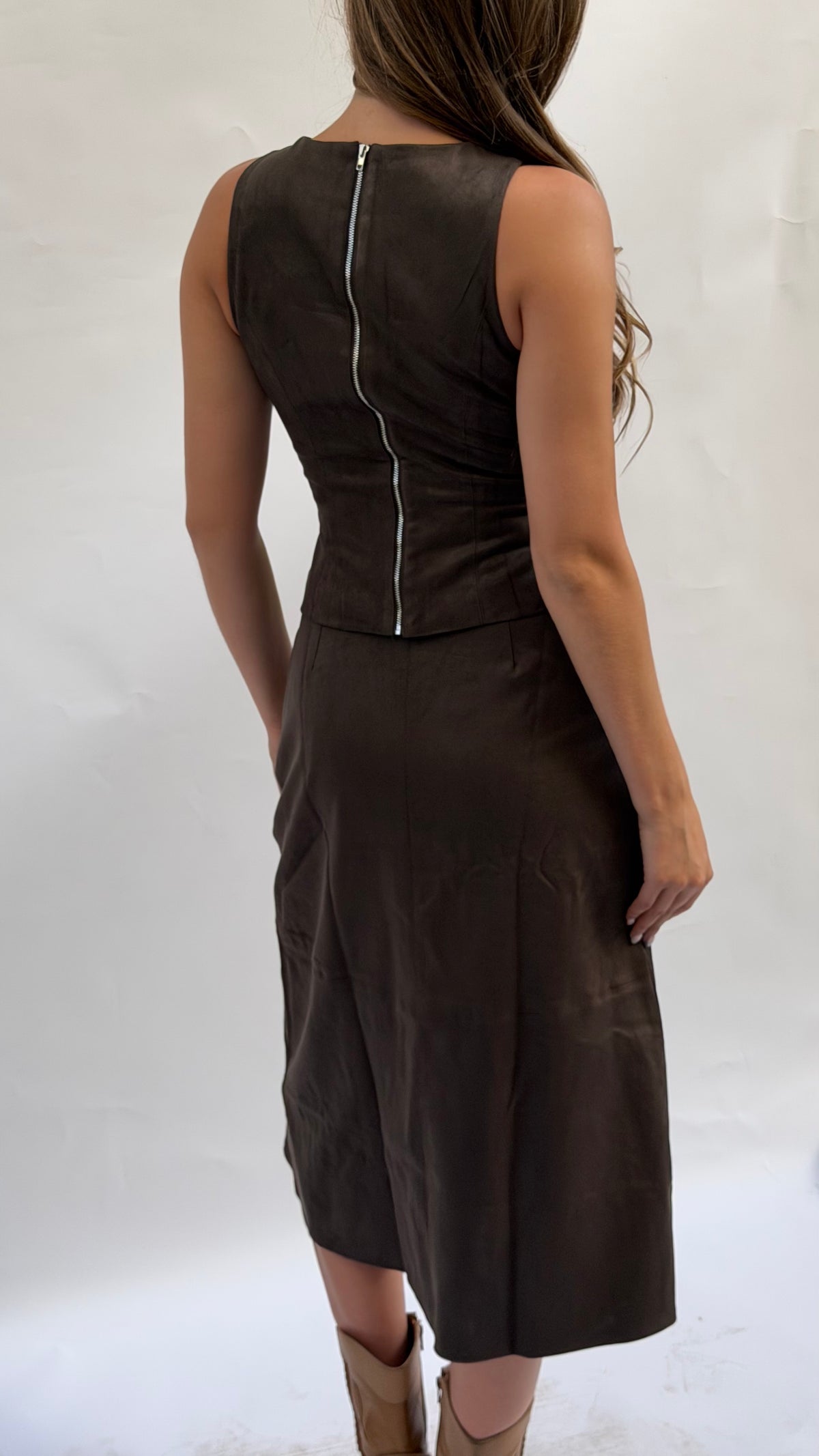 "Wildwood" Embroidered Suede Skirt