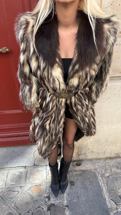 #100 Vintage Natural Racoon Coat - Size Medium/Large