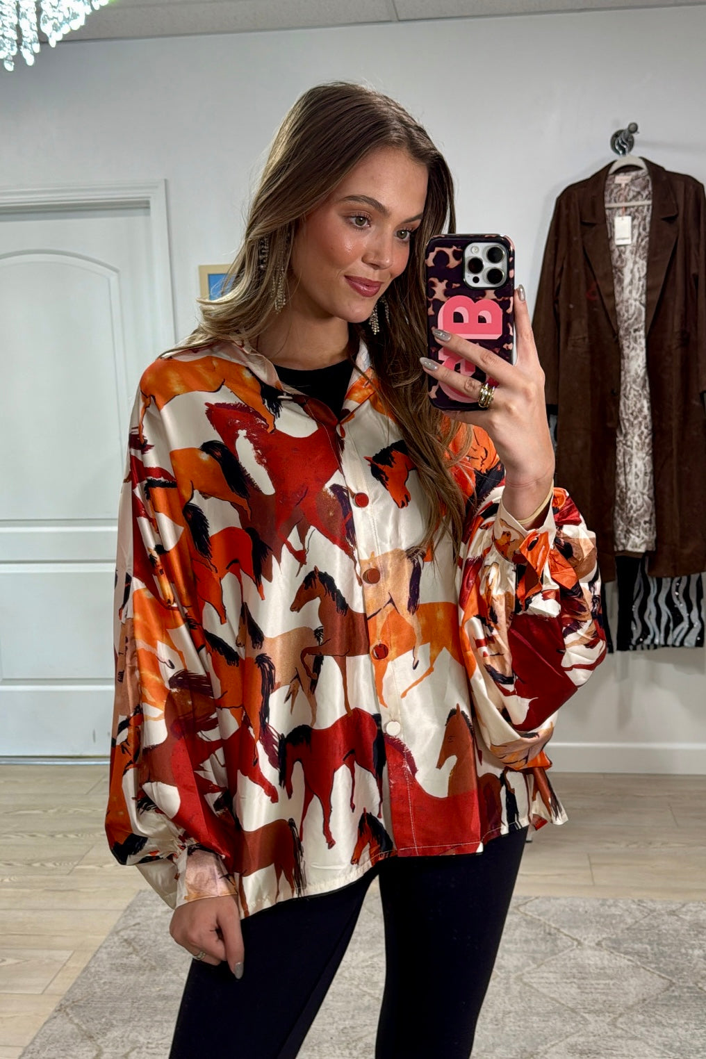 NEW!! Horseprint Satin Top in Multi