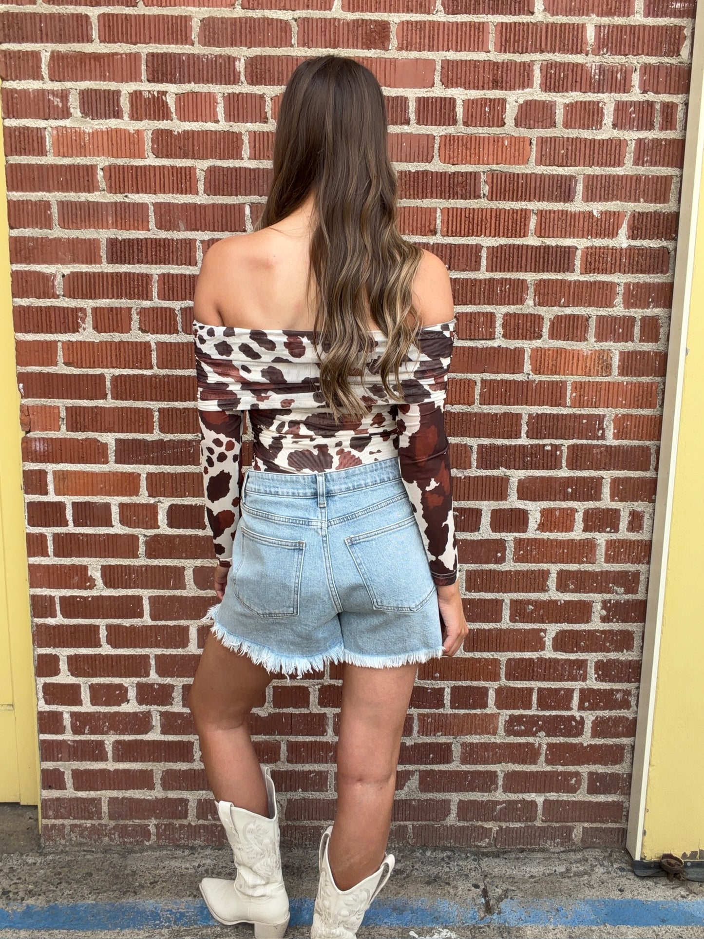 NEW!! "Cowboys Favorite" Mesh Off the Shoulder Top