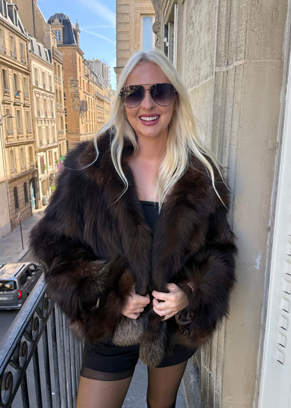 #98 Vintage Brown Fox Jacket Size Medium