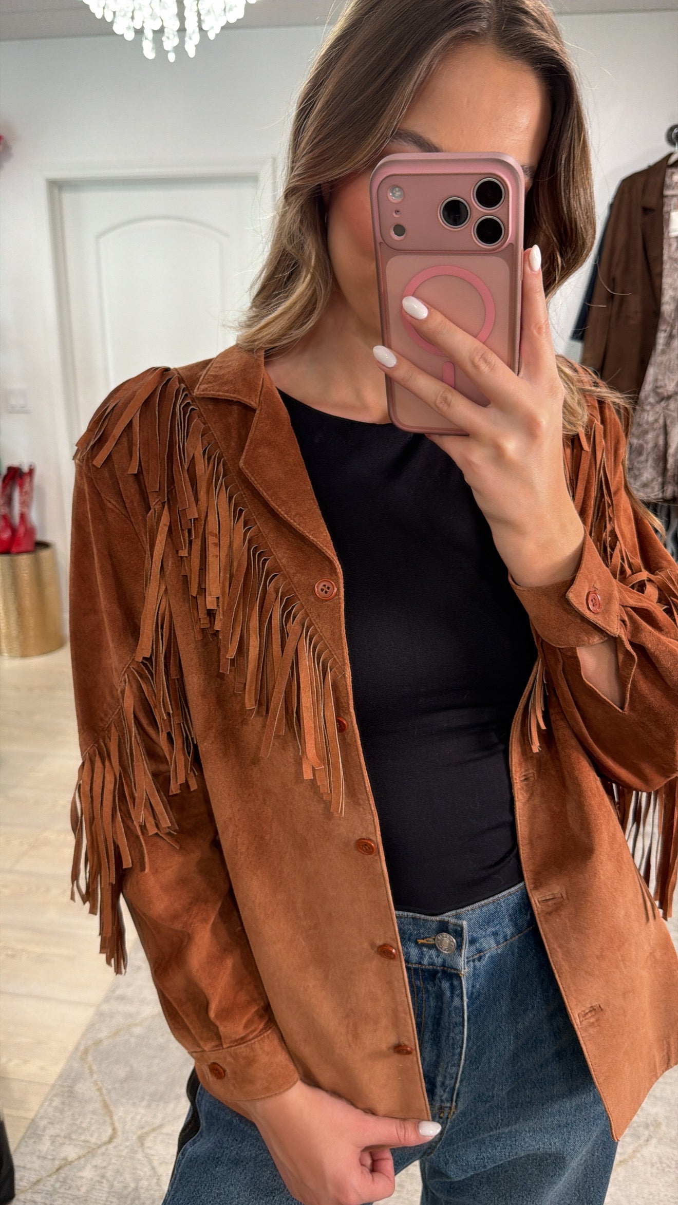 Vintage Suede Fringe Jacket Size Small