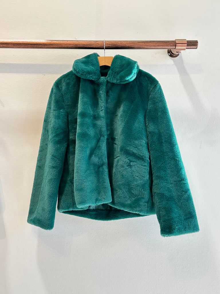 NEW!! Faux Fur Jacket in Emerald Green