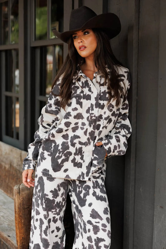 "Out West" Cow Print Jacket - PREORDER
