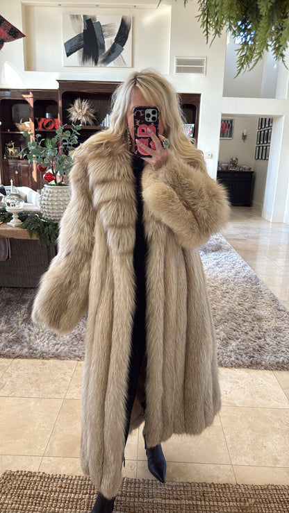 #35 Vintage White Fox Full Length Coat