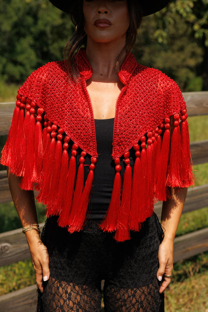 Red Fringe Tassel Cape