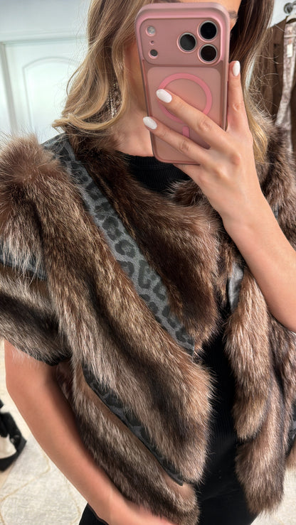 #GB8 Vintage Fox Vest W/ Cheetah Details