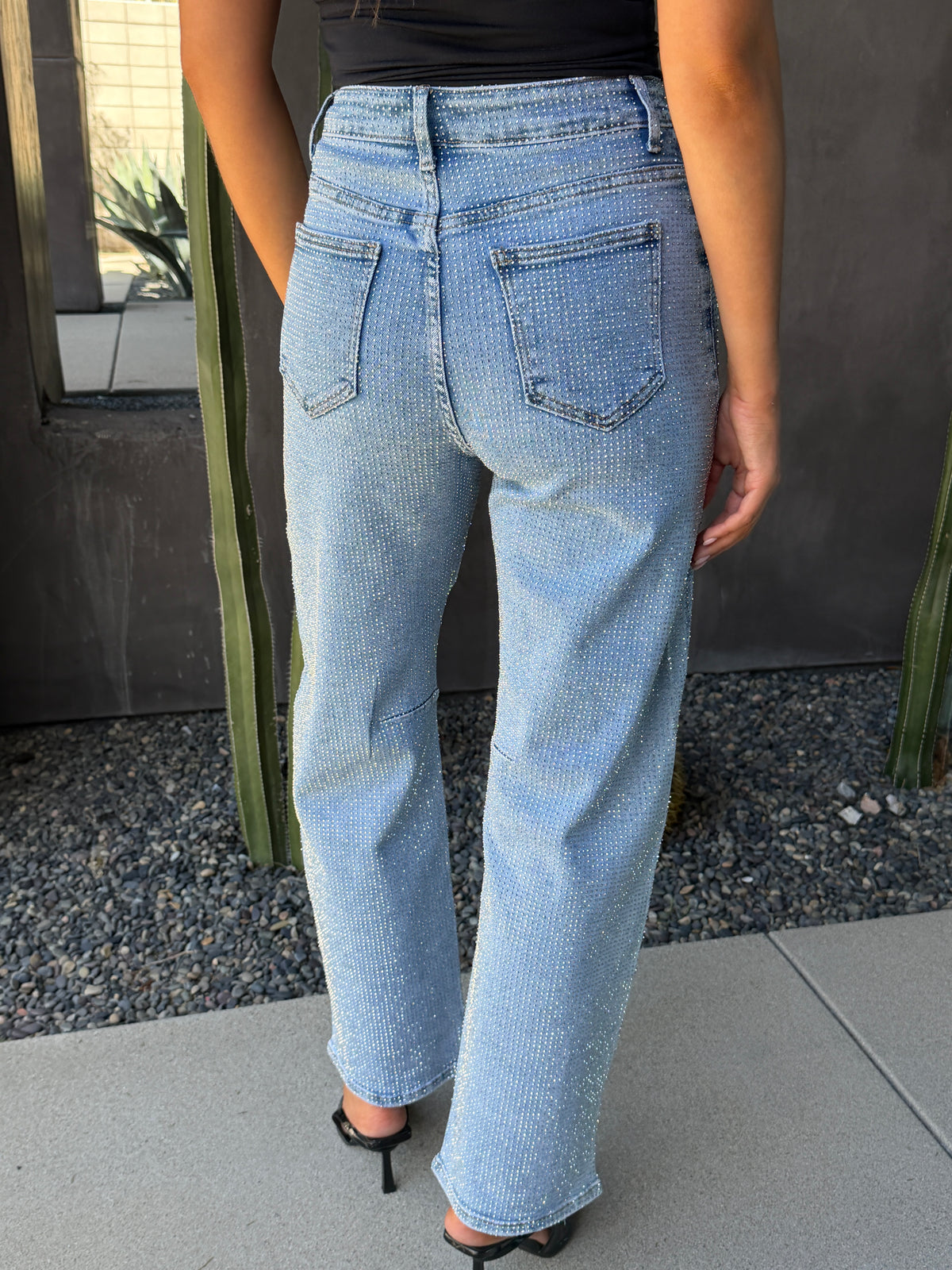 The Westgate Light Denim Barrel Rhinestone Jean