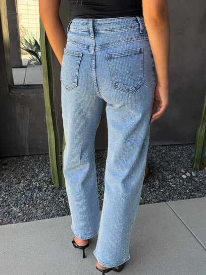 The Westgate Light Denim Barrel Rhinestone Jean