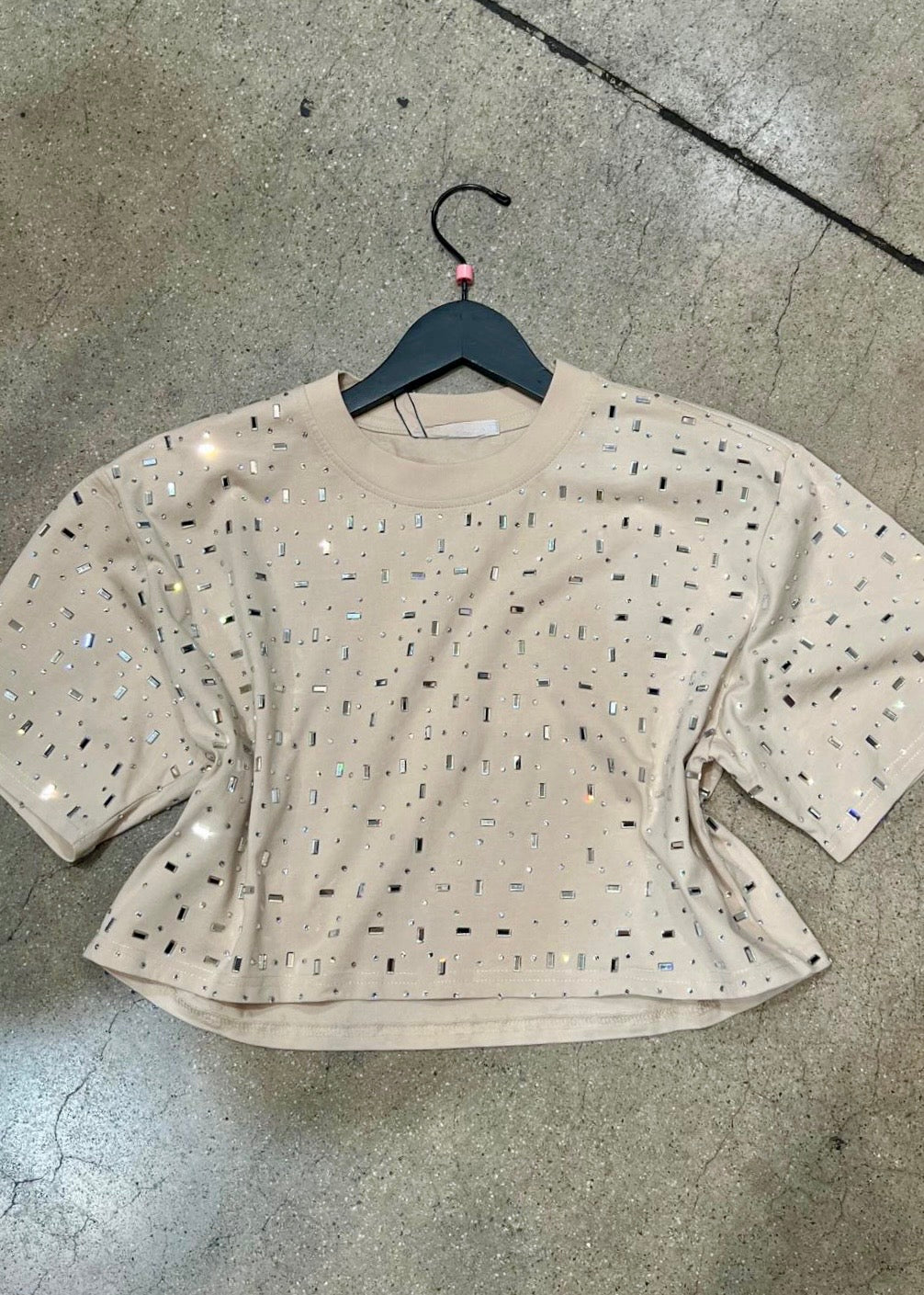 AS SEEN ON CASSIDY! The “Houston" Cropped Rhinestone Tee in 5 Colors - PRE ORDER