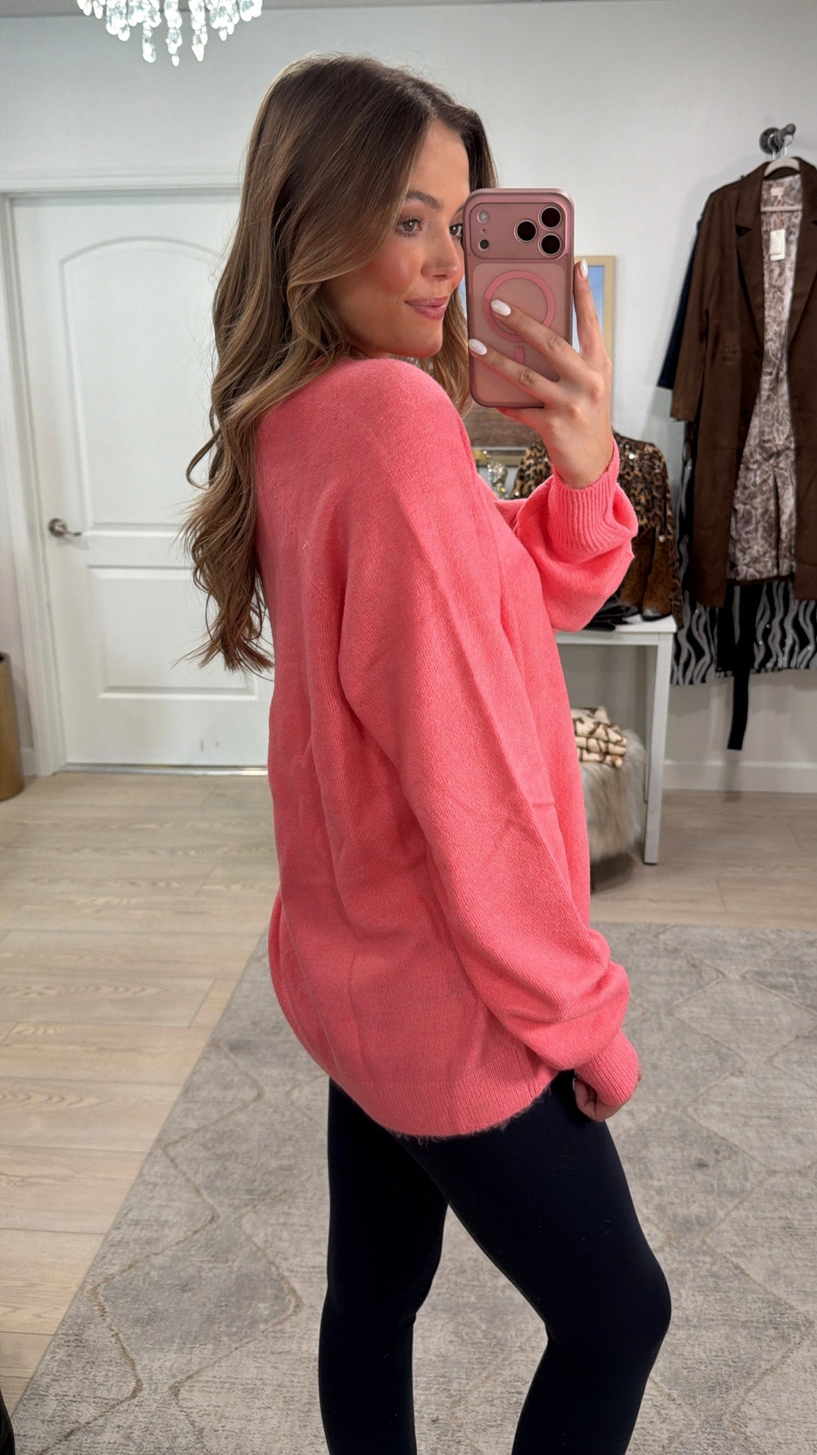 Anything Goes Knit Sweater in Coral