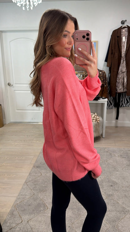 Anything Goes Knit Sweater in Coral