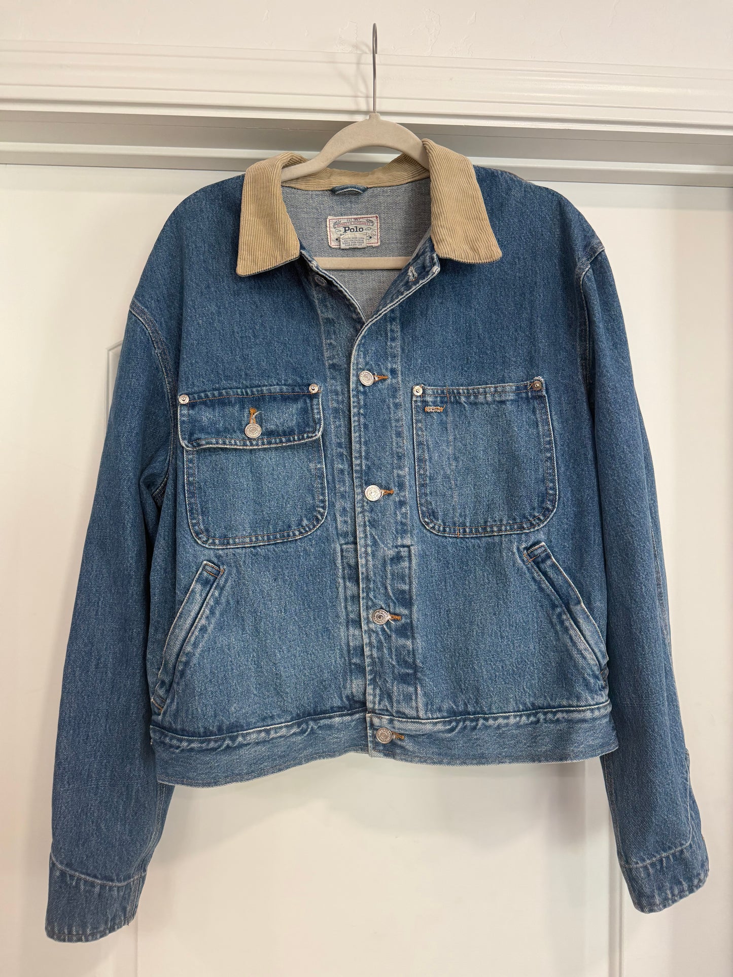 NEW!! Vintage Ralph Lauren Denim Flag Jacket Size Large