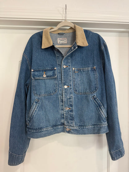 NEW!! Vintage Ralph Lauren Denim Flag Jacket Size Large