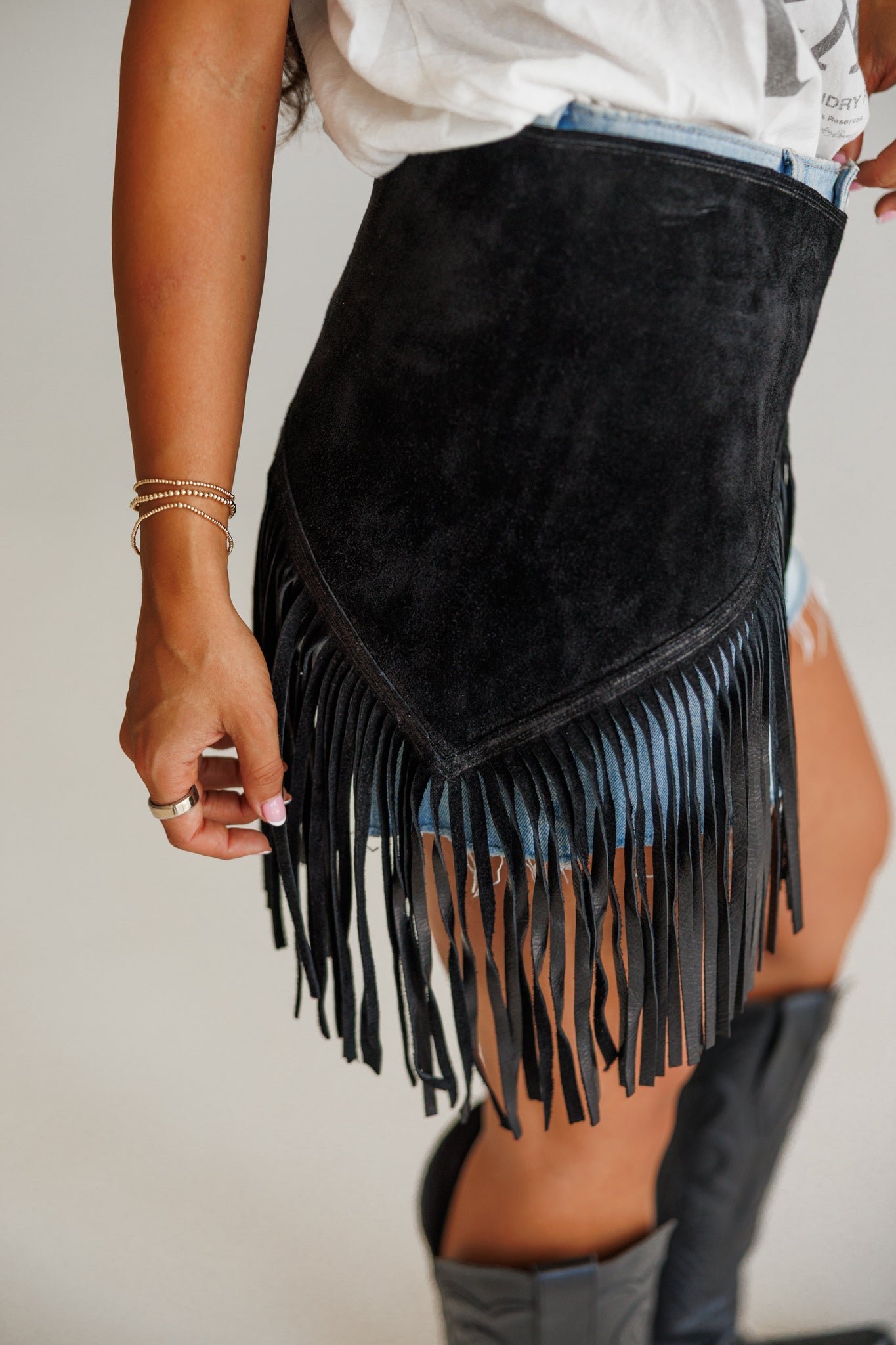 Genuine Leather Fringe Belt