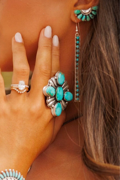 NEW!! "Canyon" Adjustable Kingman Turquoise Cluster Ring