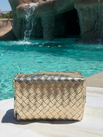 Gold Woven Travel Pouch