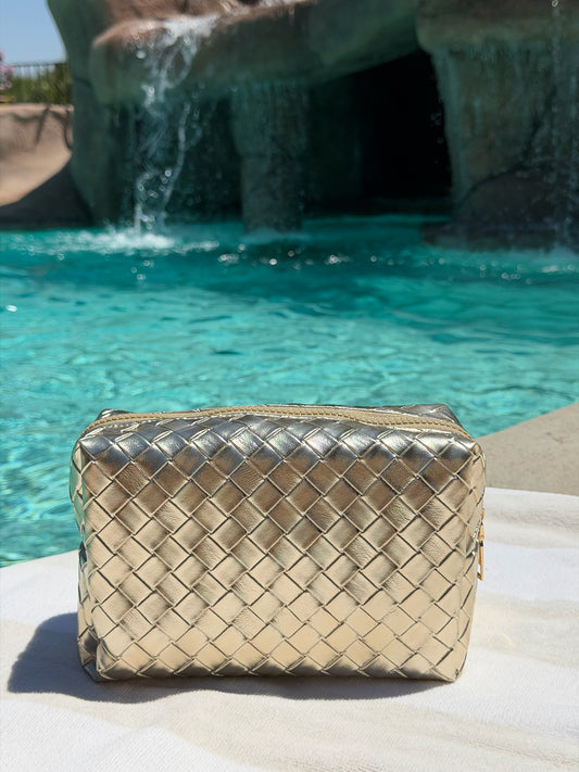 Gold Woven Travel Pouch