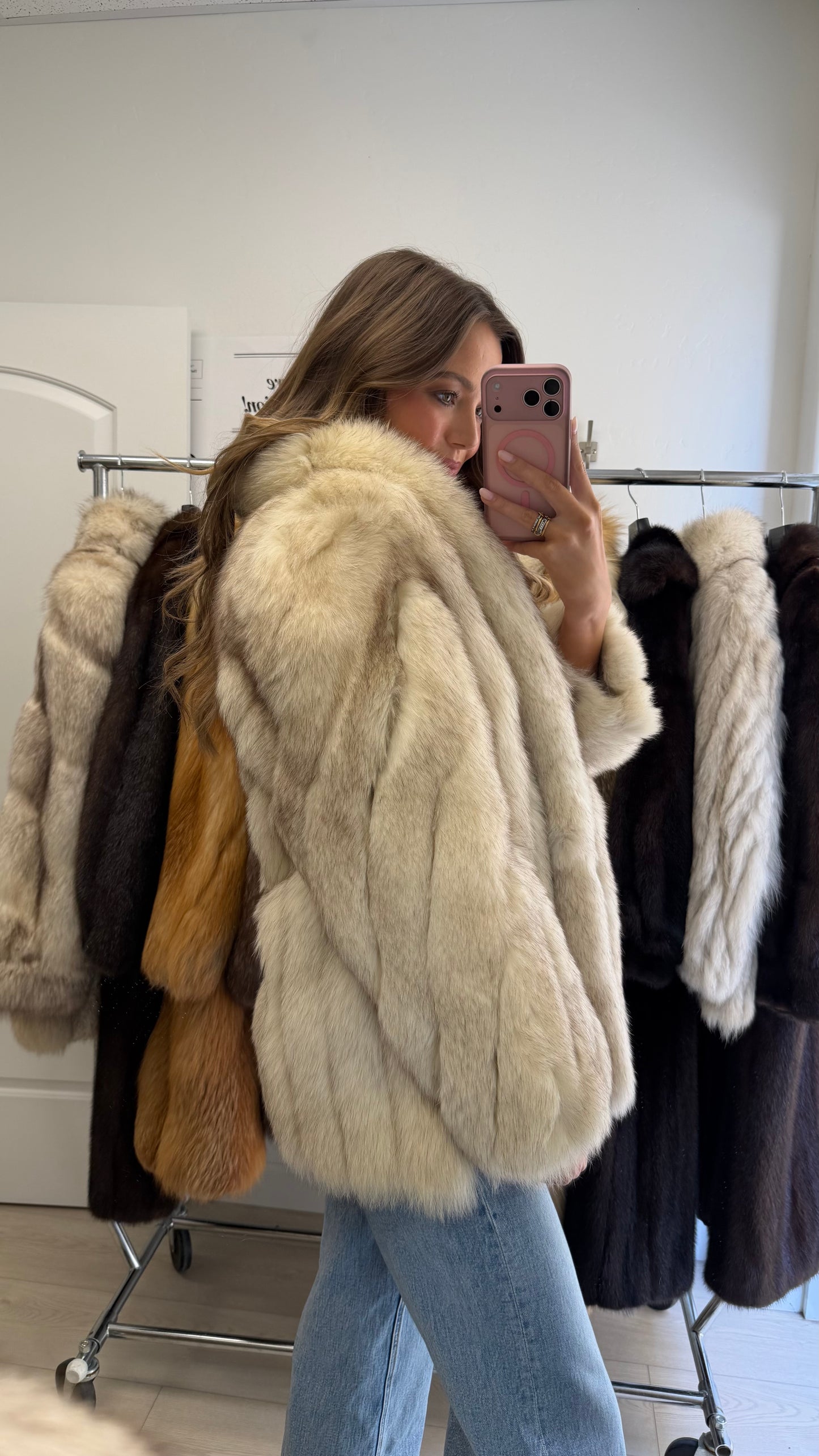 #15 Vintage Blue Fox Jacket Size S/M