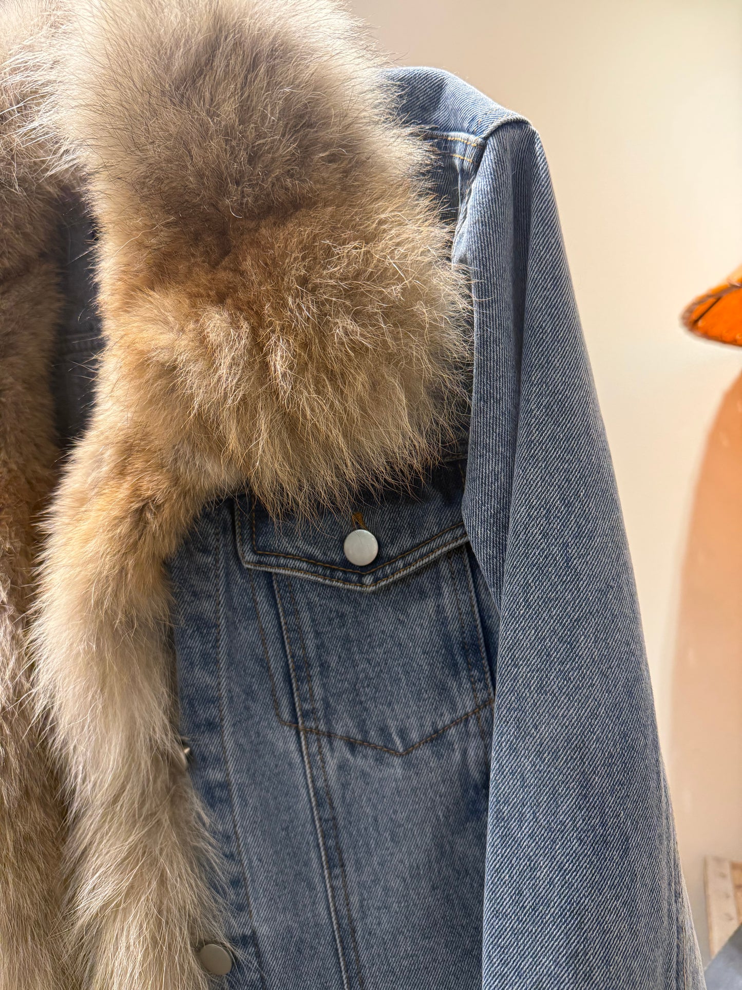 LIMITED EDITION! Denim Jacket w/ Vintage Coyote Trim