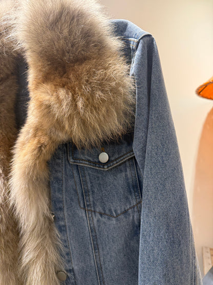 LIMITED EDITION! Denim Jacket w/ Vintage Coyote Trim