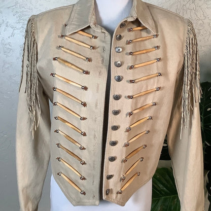 Vintage Double D Fringe Denim Jacket Size Medium